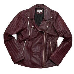 Texas Johnny M leather biker jacket oxblood burgundy